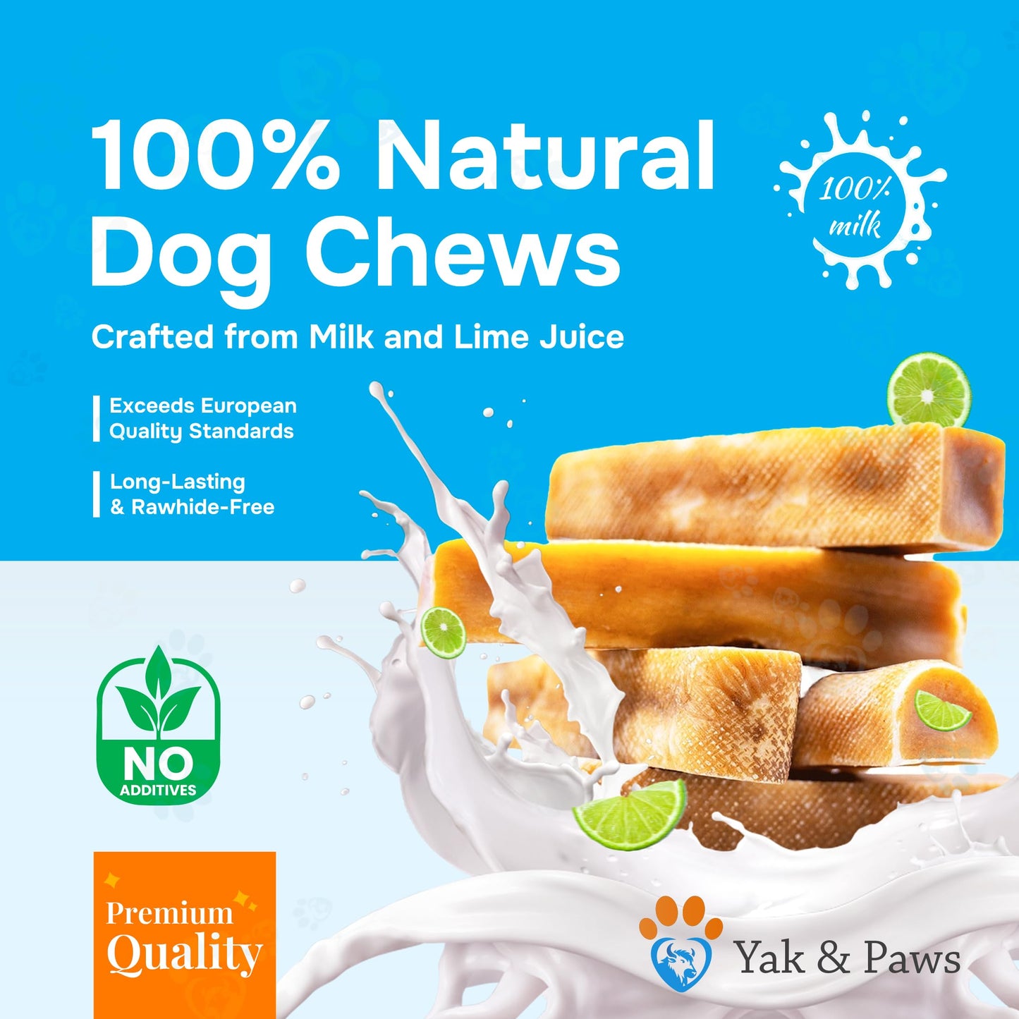 Yak & Paws Natural Yak Cheese for Small Dogs – Healthy, Long-Lasting Chews for Light Chewers - Small (2.1-2.4 oz) 3 Chews/Pack