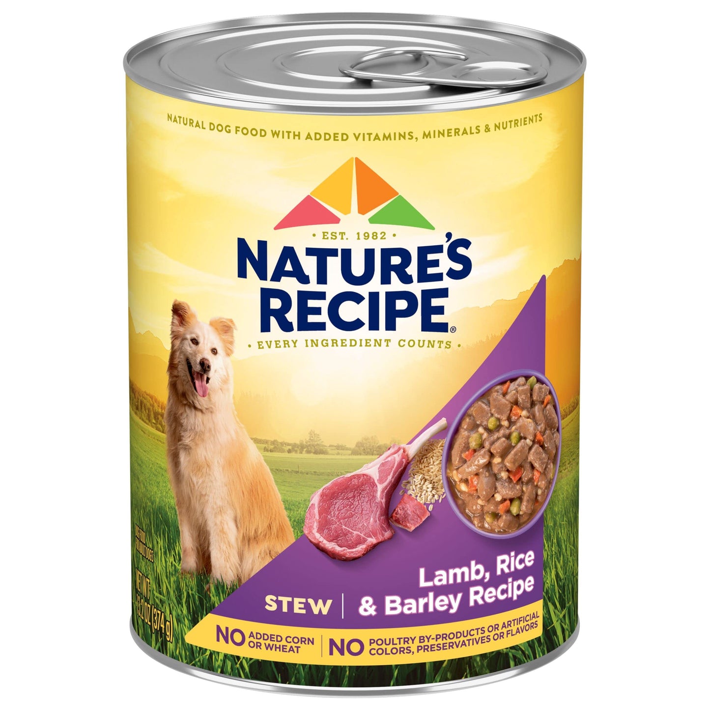 Nature’s Recipe Stew Lamb, Rice & Barley Recipe Wet Dog Food, 13.2 oz. Can, 12 Count