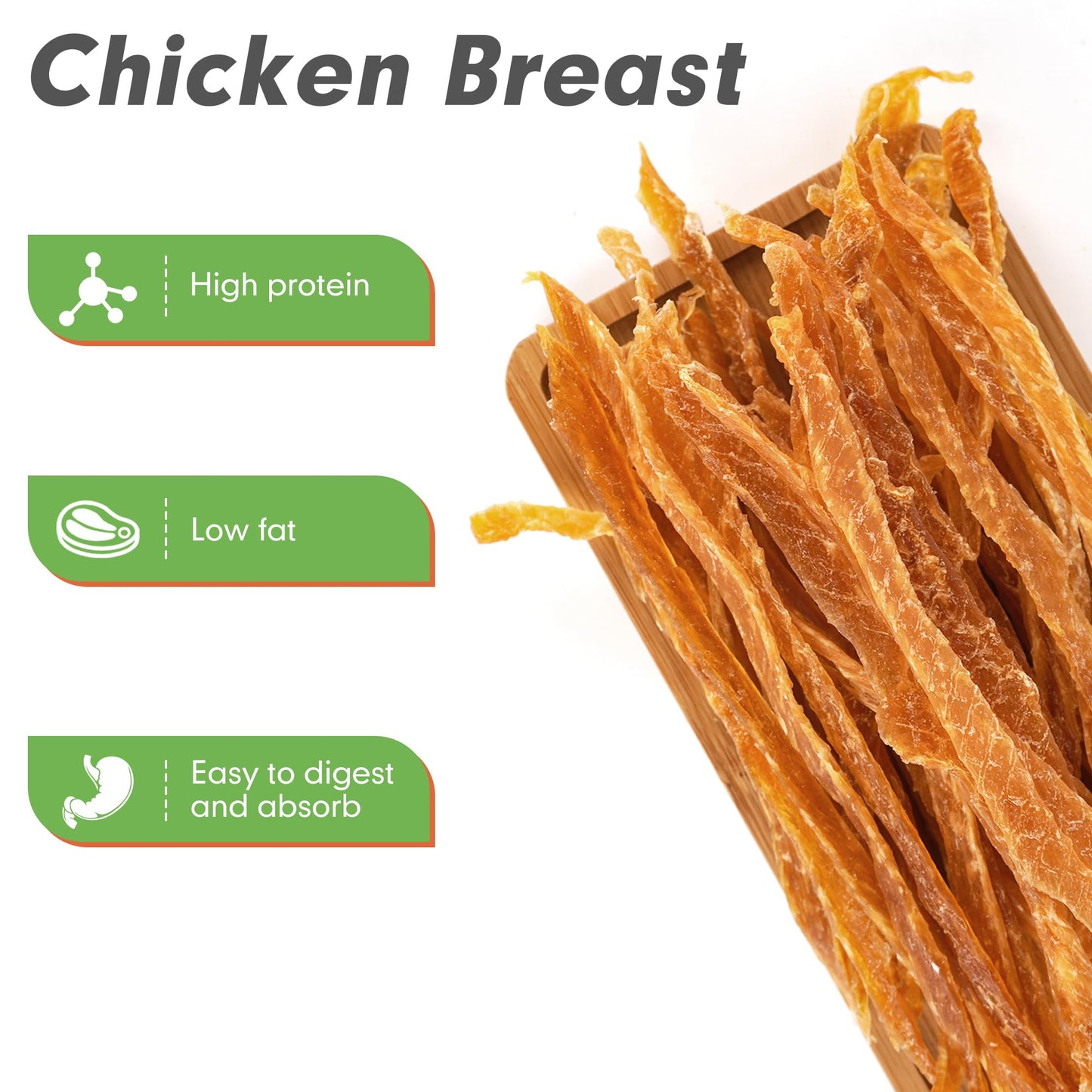 MON2SUN Dog Treats, Chicken Jerky Strips for Small Dogs, High Protein & Grain Free Snacks, Easy to Digest Training Treats (Chicken, 17.64 Ounce -Pack of 1)