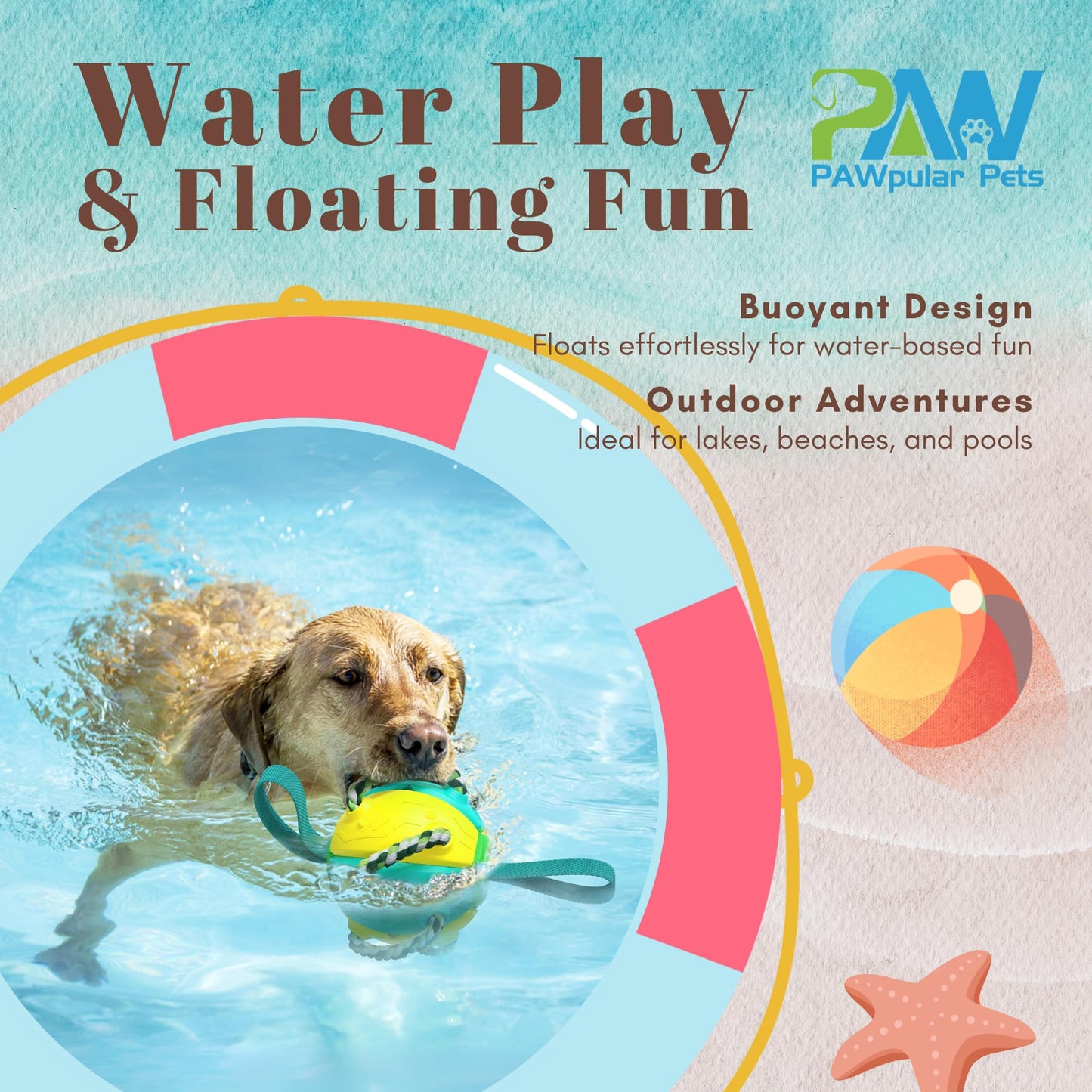 Flying Saucer Ball for Dogs, Dog Flying Disc, Interactive Dog Toys, Indestructible Soccer Toys for Water Play & Outdoor Fun, Chew Toy for Teeth Cleaning (Yellow & Blue)
