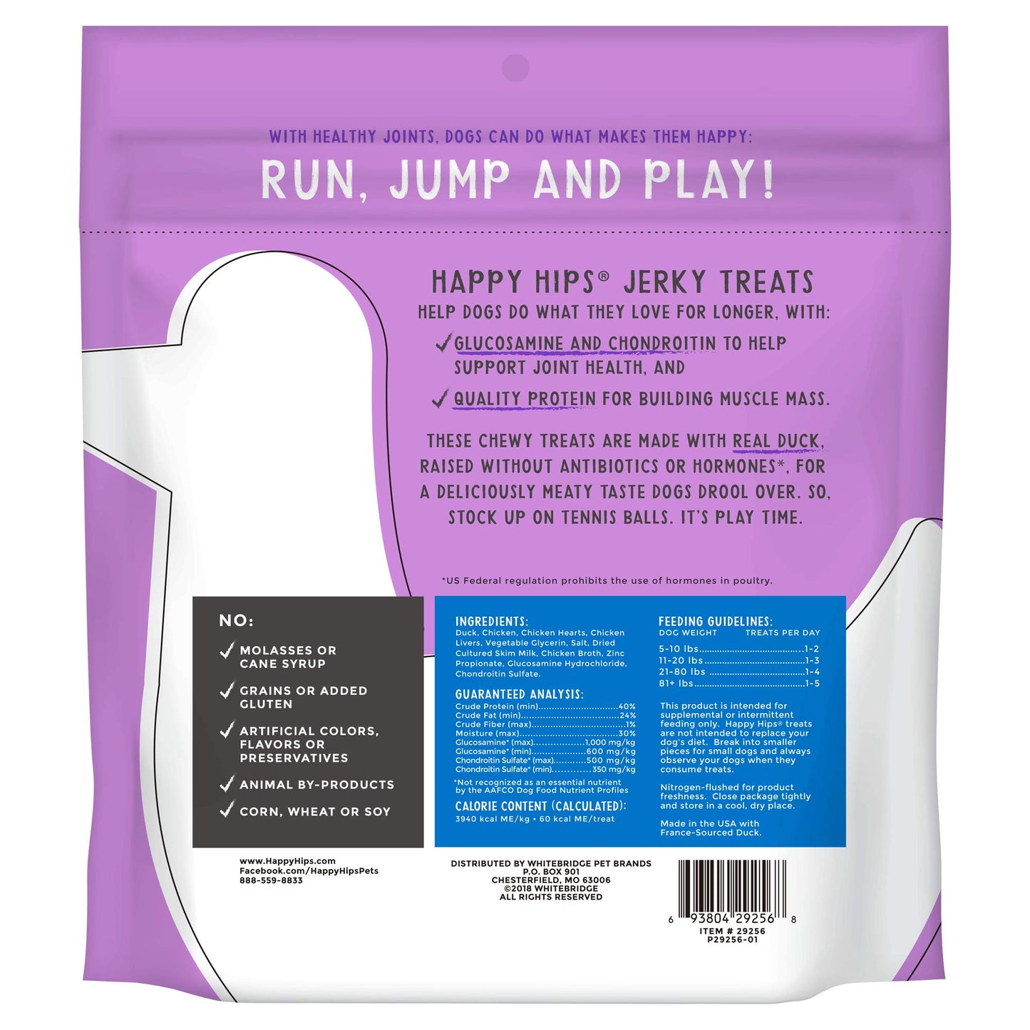 Happy Hips Jerky Dog Treats, Duck, 20 oz. Pouch