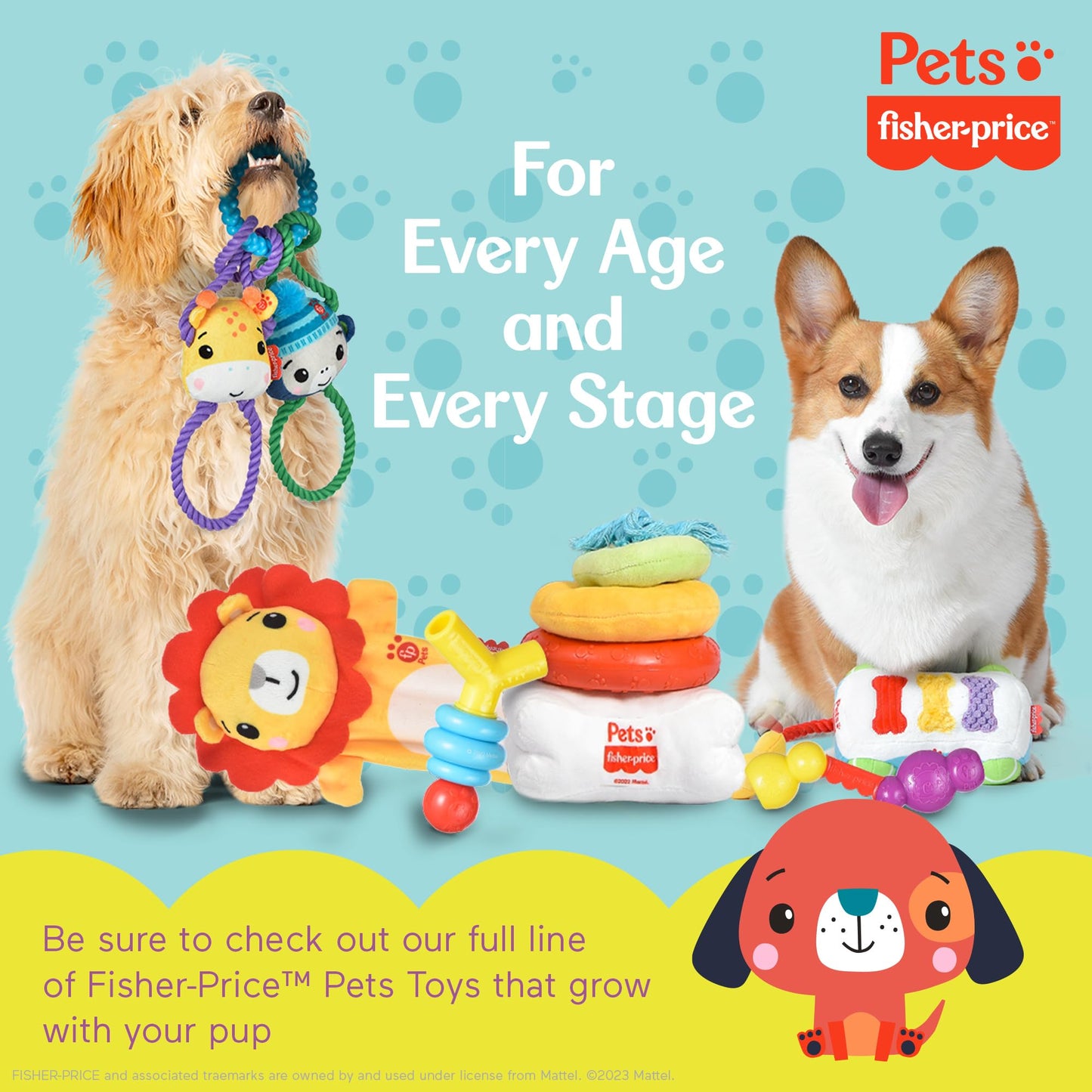 Fisher-Price for Pets Attack-A-Stack Chase & Toss Ring Stack Toy for Dogs and Puppies | Multifunctional Dog Toy for Mental Stimulation