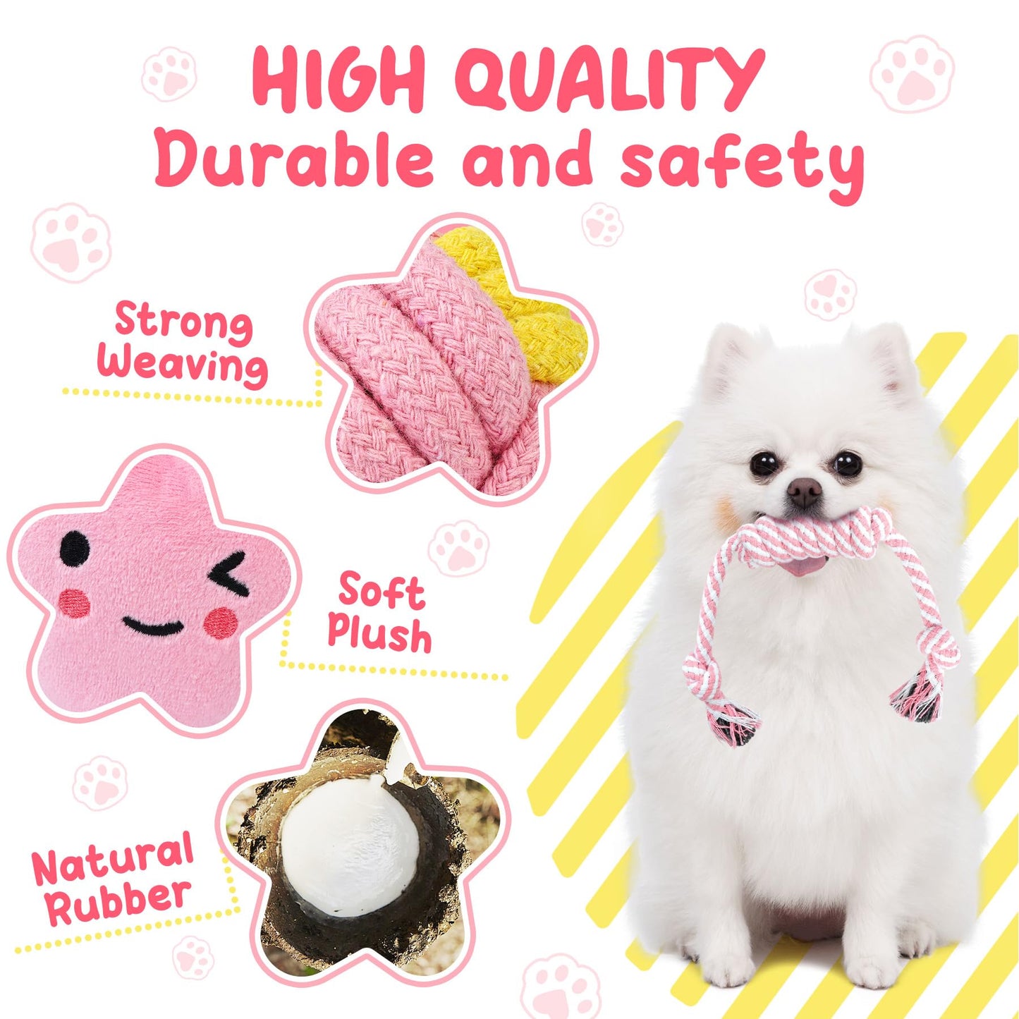 XIUGOAL Pink Puppy Toys for Teething - 23 Pack Puppy Chew Toys for Boredom, Interactive Dog Toys for Puppies, Cute Small Dog Toys with Treat Ball, Squeaky Dog Chew Toys and Ropes