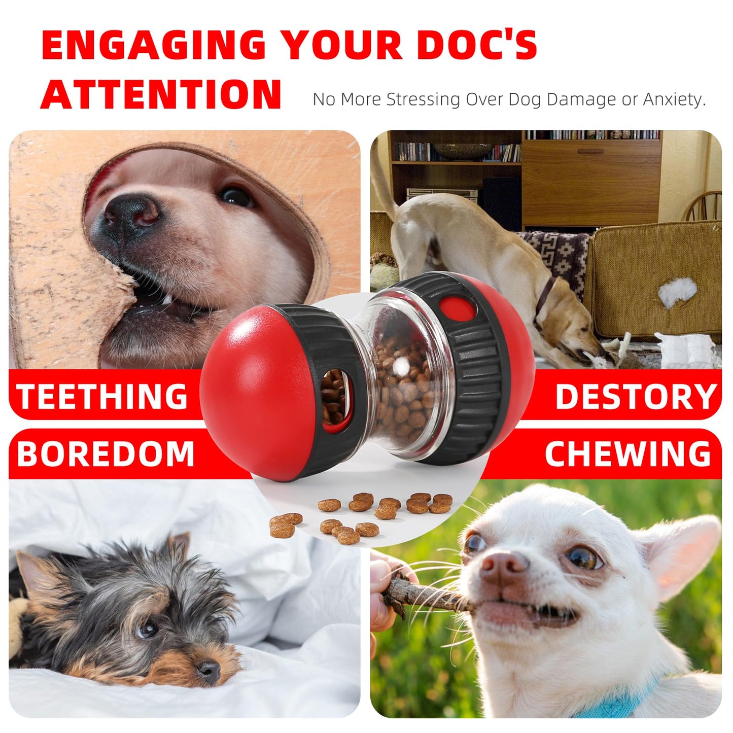 Hurray Treat Dispensing Dog Toys & Adjustable Slow Feeder Ball - Dog Puzzle Toy – Ideal Toys to Keep Them Busy - Treat Ball for Dogs