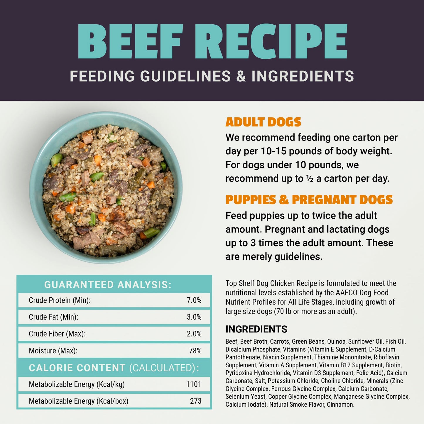 Fresh Dog Food, All Natural Complete Meal or Kibble Topper, Shelf Stable Premade Wet Recipe with Added Vitamins & Minerals for Picky Eaters Puppies Seniors (Beef, 6 x 8.75oz Cartons)