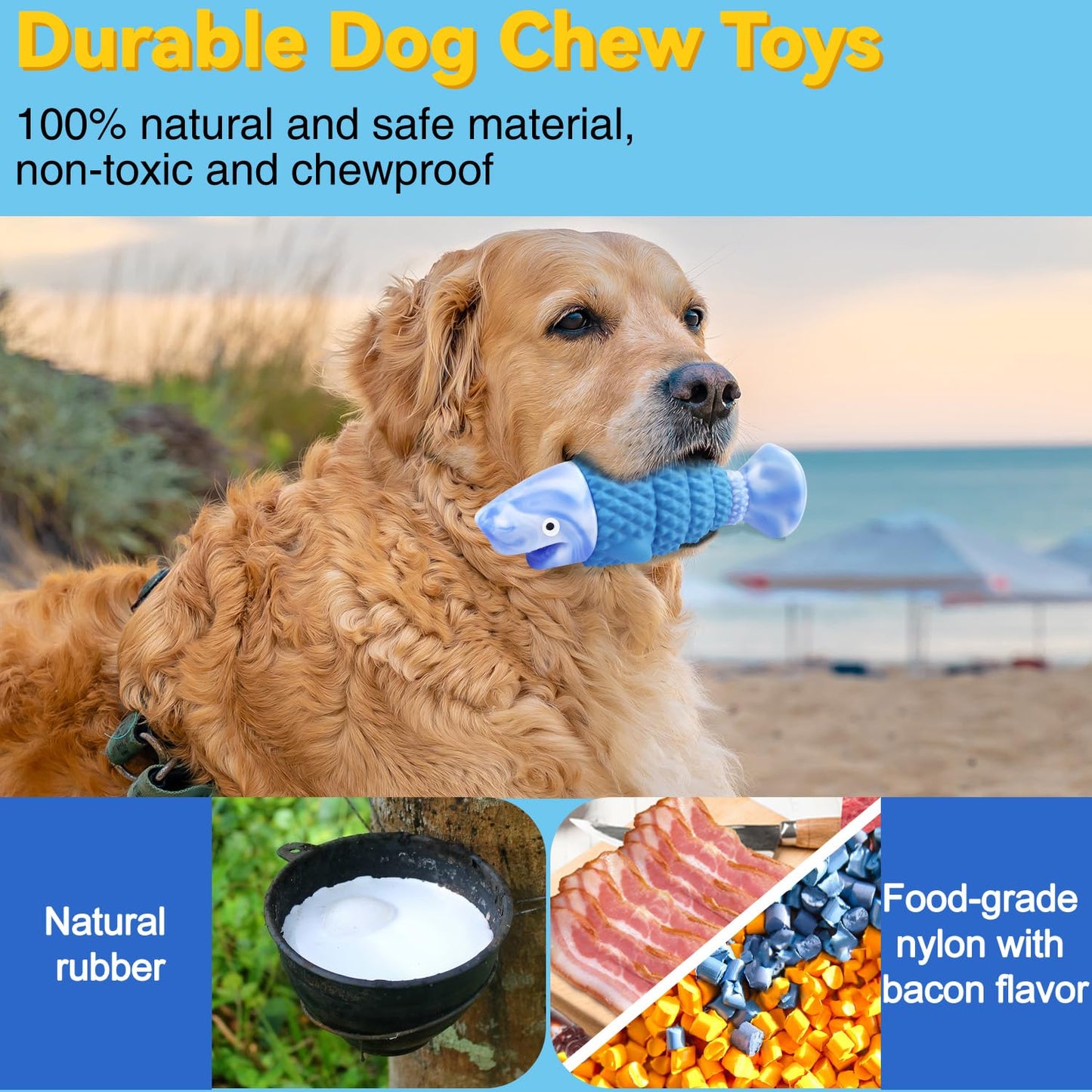 WoofBite Indestructible Stick Dog Toy - Lifetime Replacement - Durable Chew Toy for Aggressive Chewers - Safe Non-Toxic Natural Rubber - Chew Tug & Fetch - Tough, Heavy Duty - Med/Large Breed, 8”x2”