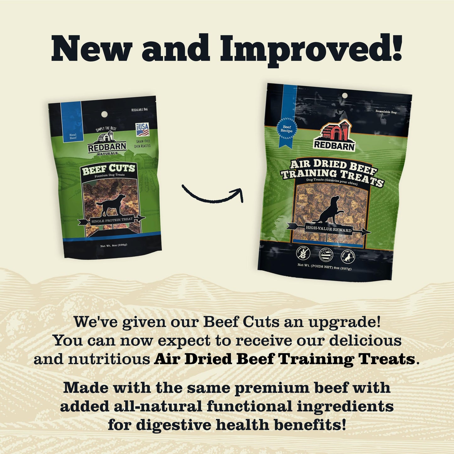 Redbarn Pet Products All-Natural Air Dried Beef Training Treats for Puppies & Dogs – Grain-Free Single Protein Rewards Made in USA for Small, Medium, & Large Breeds - 8 oz Resealable Bag