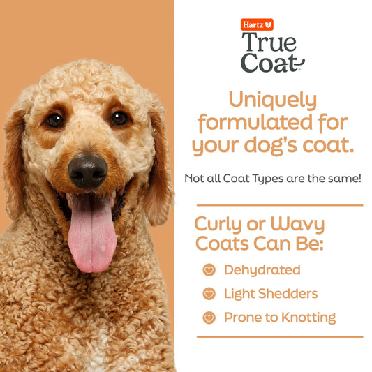 New! Hartz True Coat Curly or Wavy Coat Specific Dog Shampoo, Detangles & Conditions with Oat Milk, Coconut Oil & Shea Butter