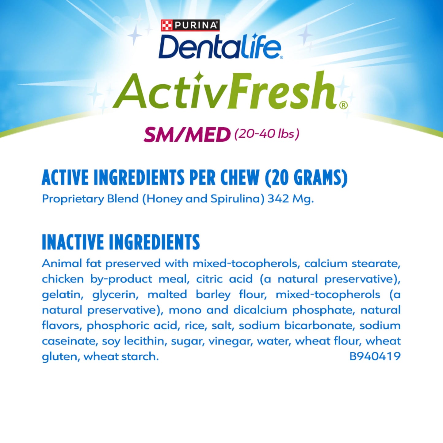 DentaLife ActivFresh Pack of 3 Dog Chews for Small and Medium Dogs 20-40 lbs., Dental Chews to Freshen Breath, Chicken Flavor, 22.5 oz. each, 30 Chews each/90 Total Chews - 30 ct. Pouch