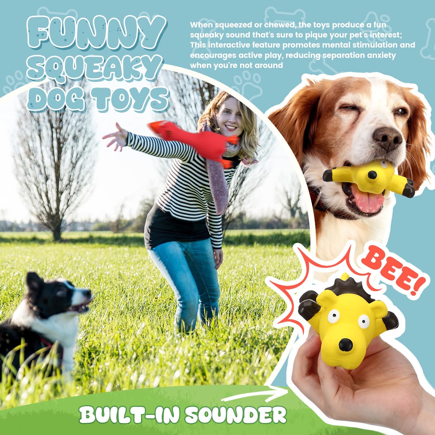 Vertintong 30 Pcs Squeaky Dog Toys Squeak Latex Puppy Funny Animal Soft Dog Chew Toy for Small Medium Large Pets Interactive Play Fetch Reduce Separation Anxiety, Assorted Styles