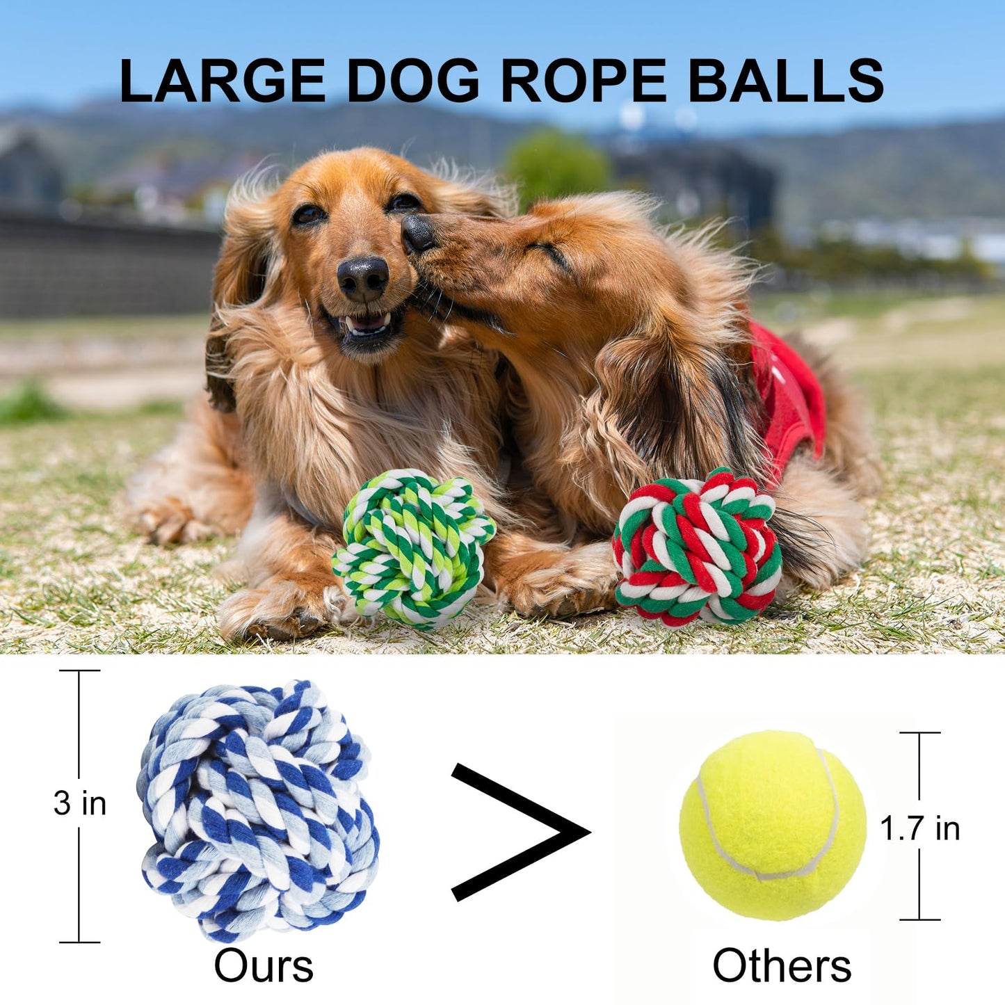 6 Pack Dog Chew Toys for Aggressive Chewers Large Breed, XL Cotton Dog Rope Balls, Indestructible Dog Toys with Tough Twisted for Large Medium Dogs, Dental Teething Ball for Puppy Small Dogs