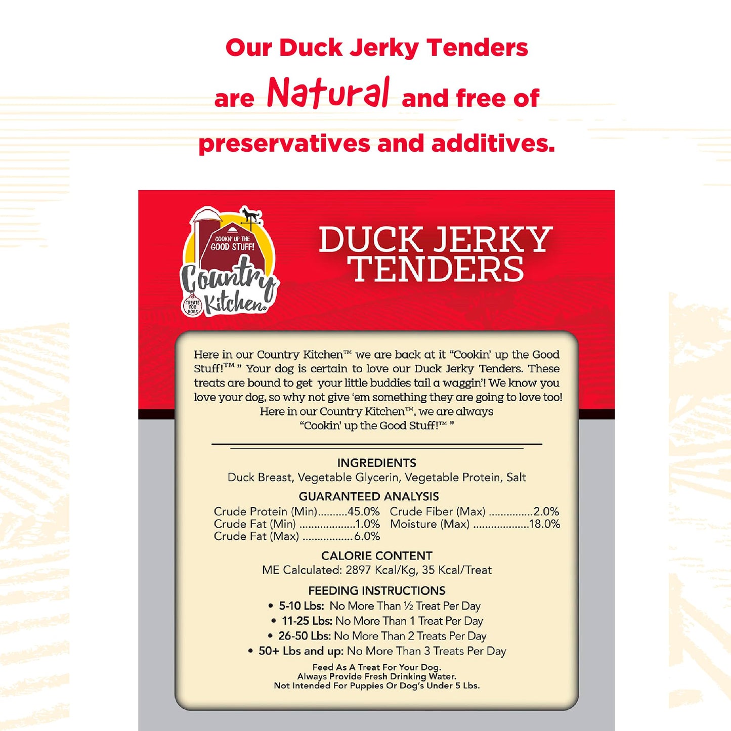 Country Kitchen Duck Jerky Tender Dog Treats, Made with Real Duck, High Protein, Low Fat, No Artificial Colors, 32 oz