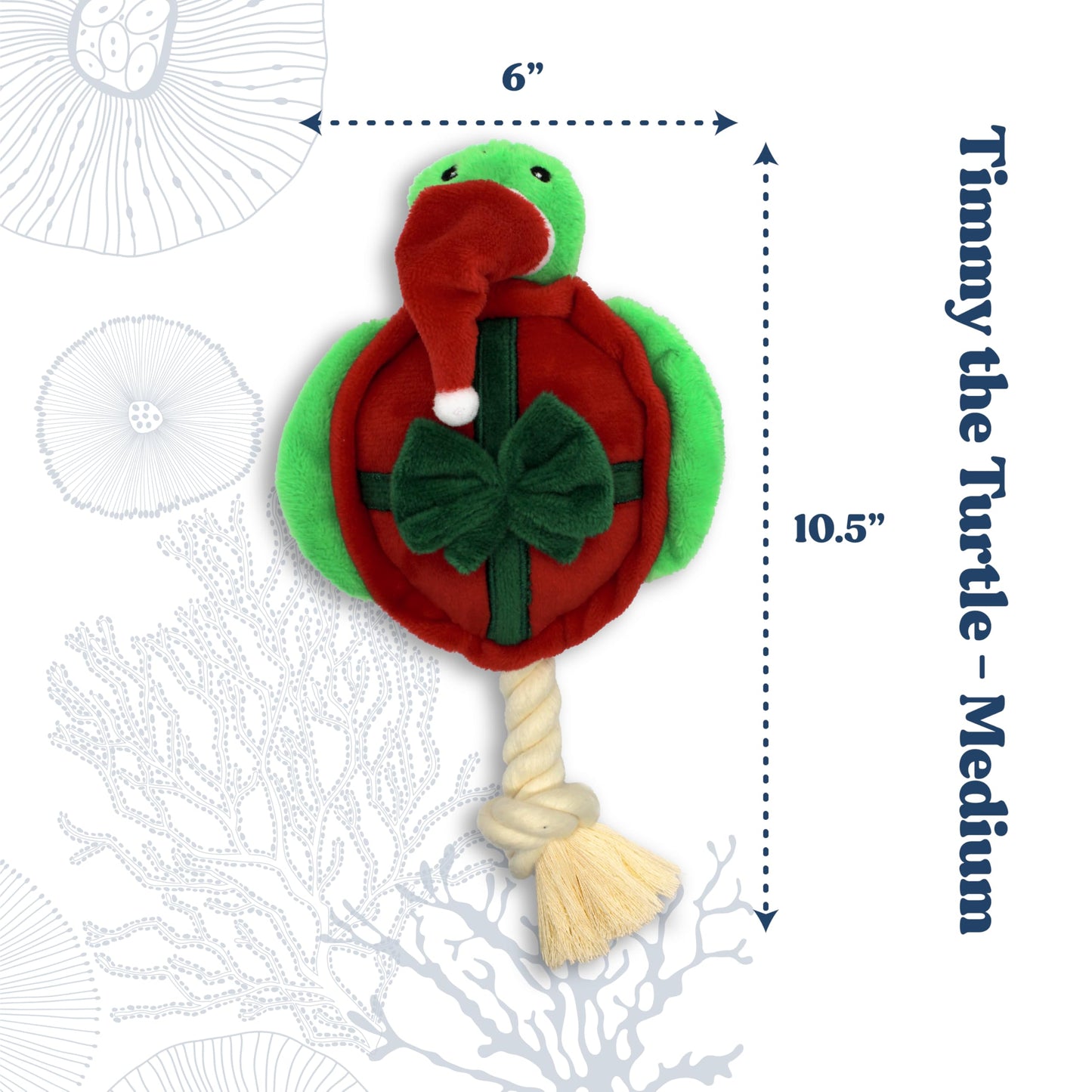 GRRREEN Dog Toys | Holiday Plush Toy Turtle Stuffed Animal for Dogs | Medium Eco Friendly Toy - Easy to Clean and Made from Non Toxic Materials