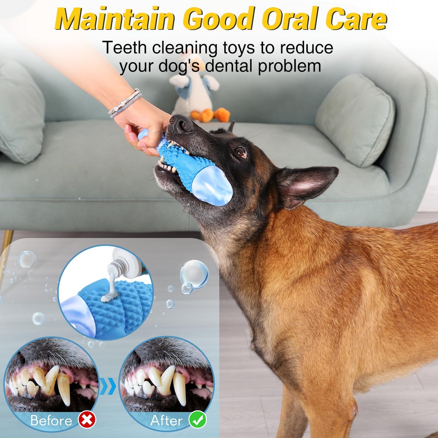 WinTour Tough Dog Toys for Aggressive Chewers, Indestructible Dog Chewers for Medium & Large Breeds, Squeaky Durable Chew Toys to Keep Them Busy, Reduce Boredom, Teeth Cleaning