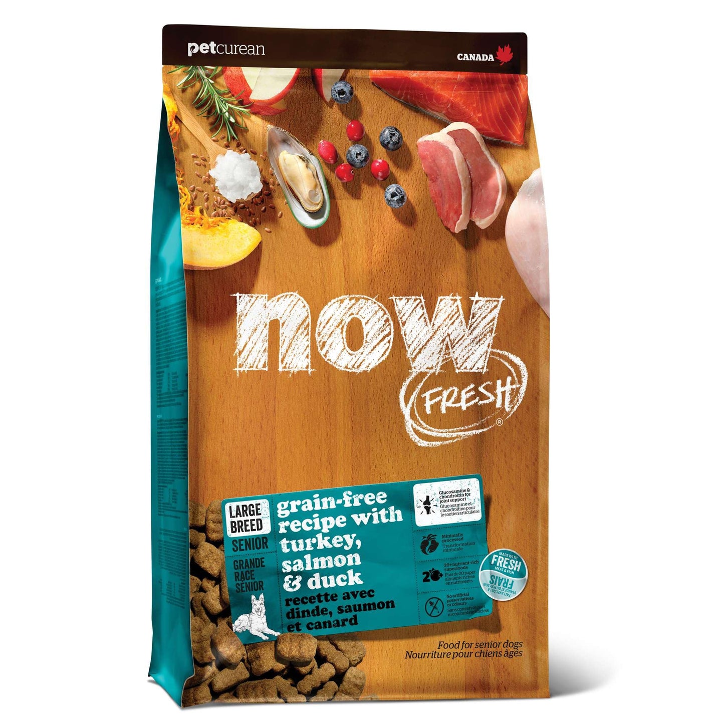 Now Fresh Grain-Free Large Breed Senior Dry Dog Food with Turkey, Salmon & Duck, Premium Kibble Made with Real Meat & Fish, Chicken-Free, Added Glucosamine & Chondroitin for Healthy Joints, 25 lb Bag