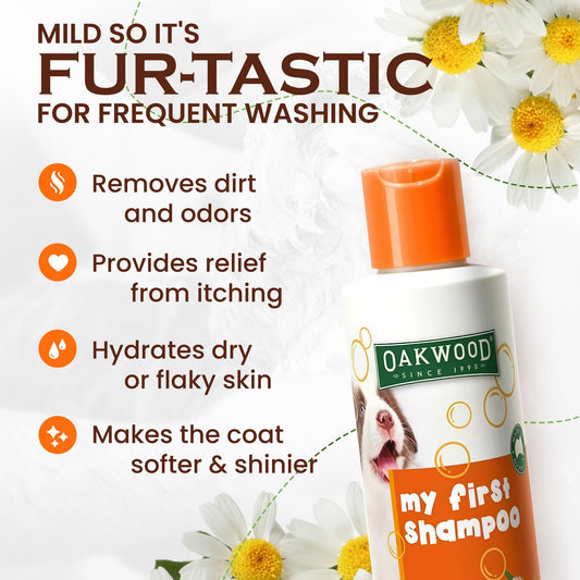 Oakwood Puppy & Kitten Shampoo - Tearless Chamomile Dog & Cat Cleansing Coat Wash for Sensitive, Itchy Skin - Nourishing Gentle Sulphate-Free Pet Bathing Supplies for Puppies & Kittens - 2 Pack