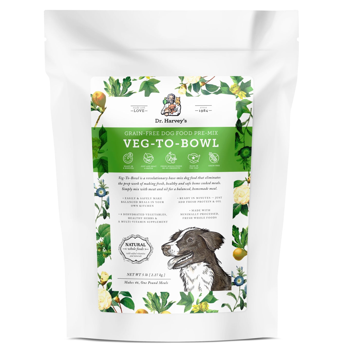 Dr. Harvey’s Veg-to-Bowl Pre-Mix Dog Food, Grain Free for a Whole Food Diet (5 pounds)