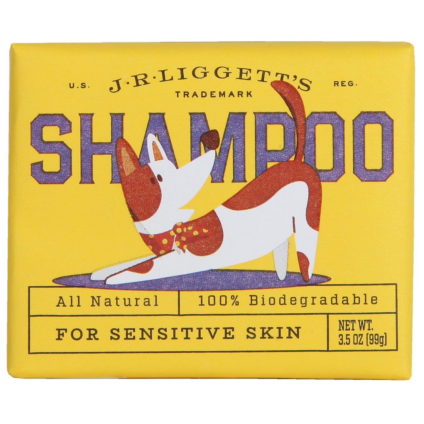 JR Liggett’s Natural Dog Shampoo Bar for Sensitive Skin - 100% Detergent Free, Non-GMO & Biodegradable - Tear-Free, Hypoallergenic Formula Soothes Dry Itchy Skin - Safe for Puppies - 3.5 oz Bar