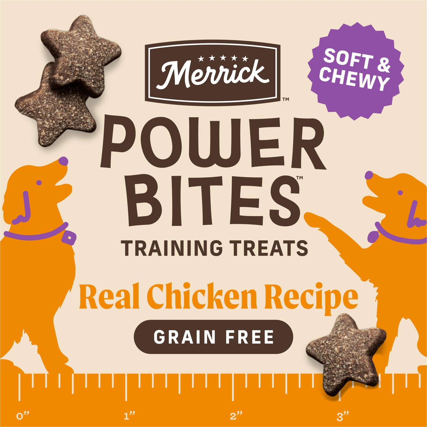 Merrick Power Bites Natural Soft And Chewy Real Meat Dog Treats, Grain Free Snack With Real Chicken Recipe - 6 oz. Bag