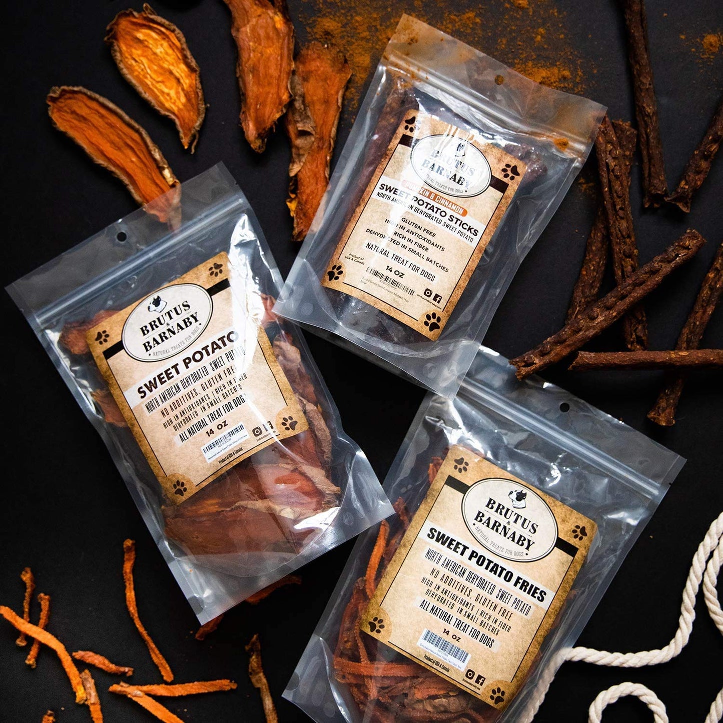 USA Sweet Potato Dog Treats - Grain Free, Cinnamon Pumpkin Crunchy Sticks are Great Tasting, Promote Positive Dog Gut Health with Natural Anti-Diarrhea Properties, no Preservatives Added