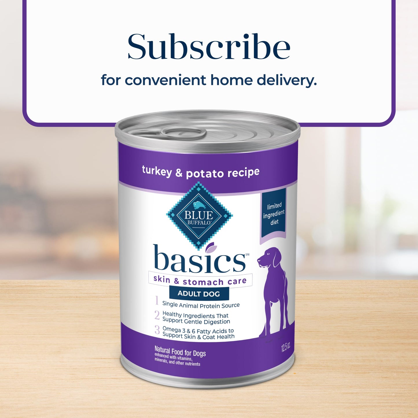 Blue Buffalo Basics Grain-Free Adult Wet Dog Food, Skin & Stomach Care, Limited Ingredient Diet, Turkey Recipe, 12.5-oz Can, 12 Count