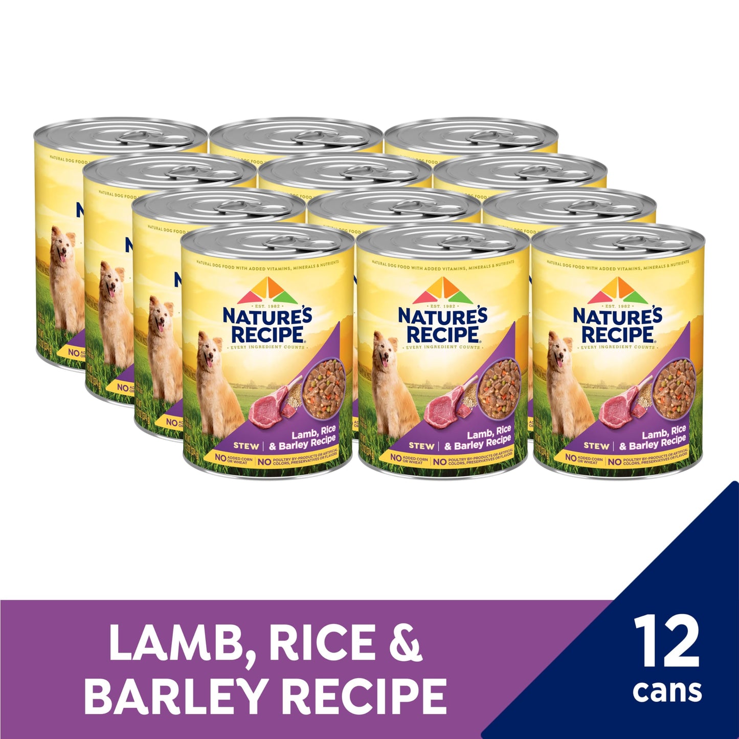 Nature’s Recipe Stew Lamb, Rice & Barley Recipe Wet Dog Food, 13.2 oz. Can, 12 Count