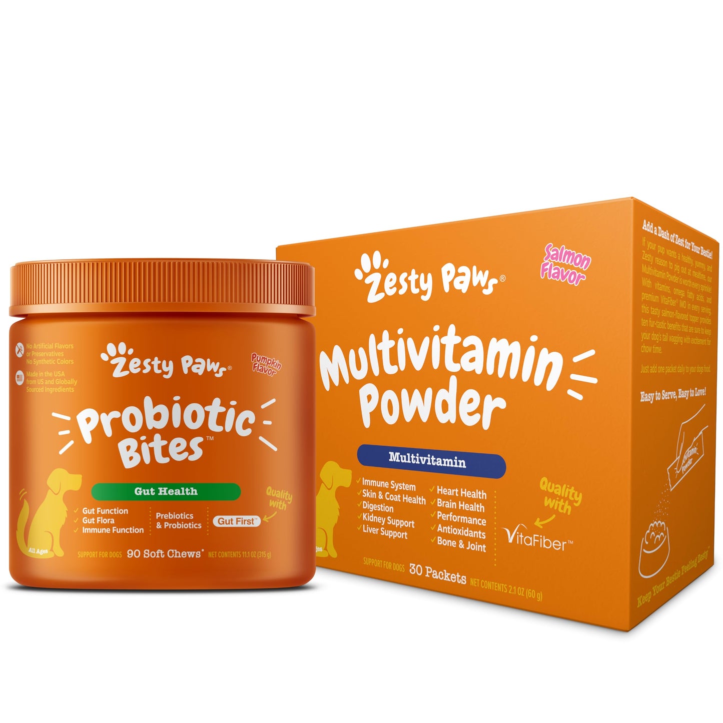 Zesty Paws Probiotic Bites Pumpkin + Multivitamin Powder for Dogs