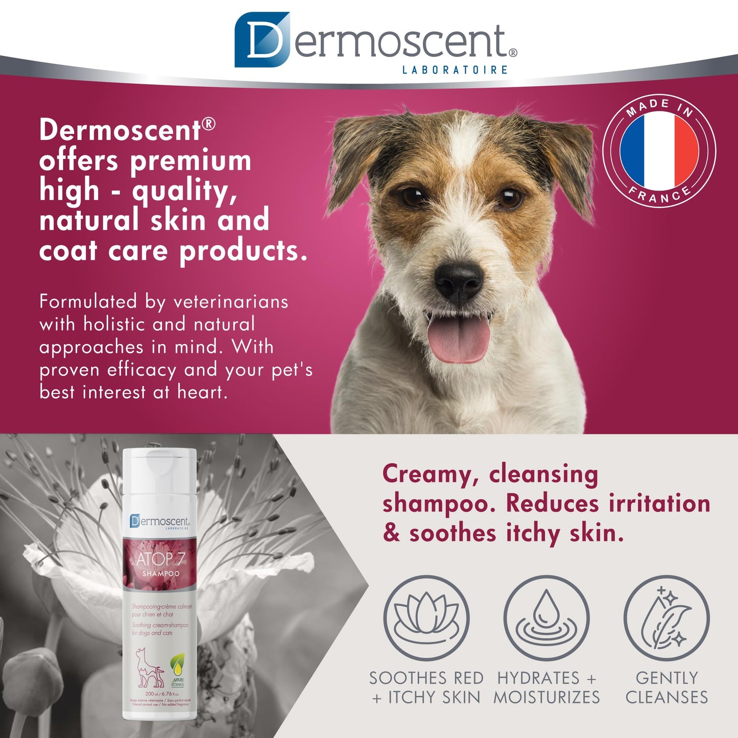 Dermoscent ATOP 7 Shampoo for Dogs & Cats - Allergies & Itchy Skin Relief - Natural Ingredients - Helps Soothe Dermatitis & Atopic Skin - 200 ml
