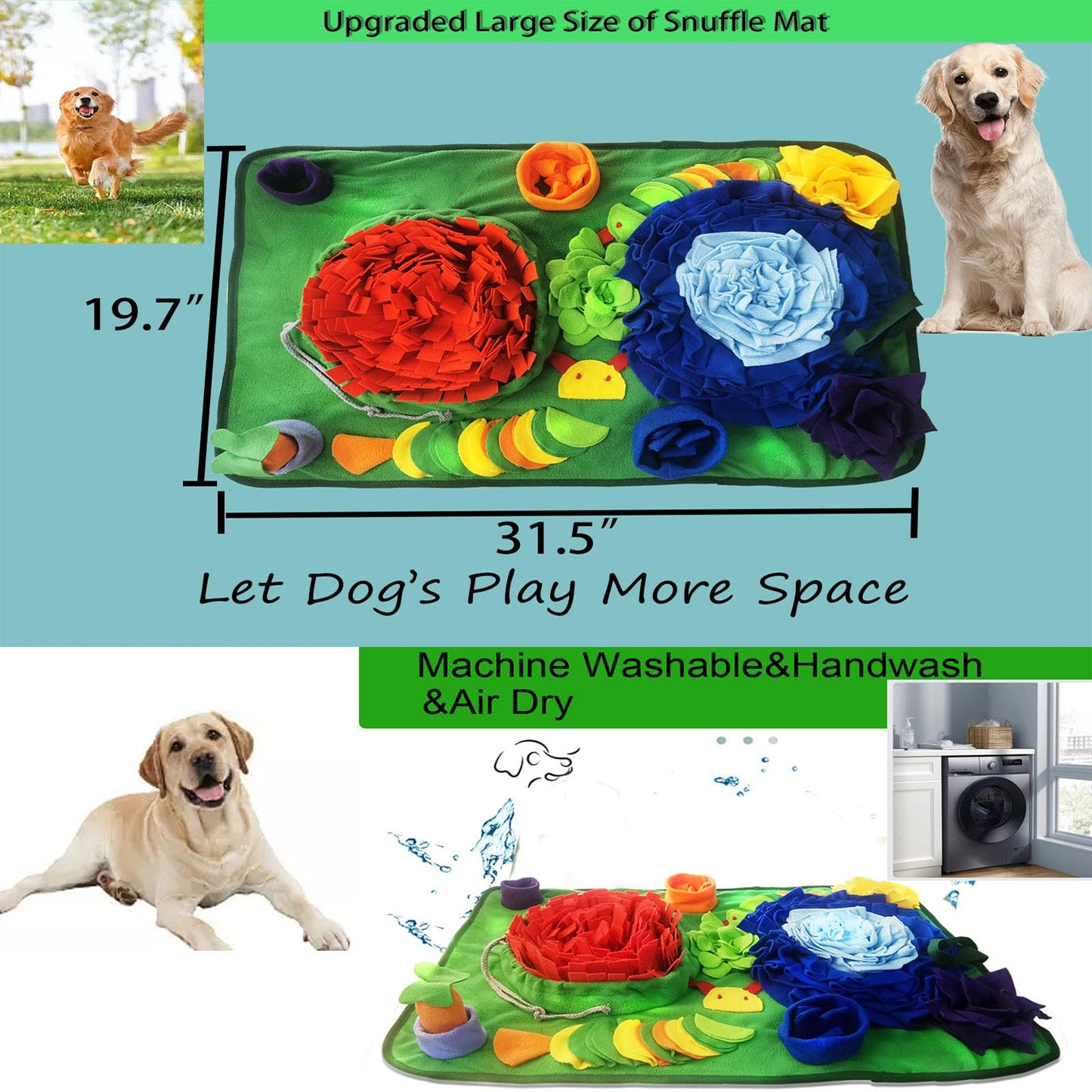 Snuffle Mat Dogs 31.5"x19.7" Large Pet Feeding Mats Puppy Sniffing Pad,Cat Doggies Interactive Puzzle Toys for Multiple Breeds Encourages Natural Foraging Skills,Training (Sea Orange(31.5"x19.7")