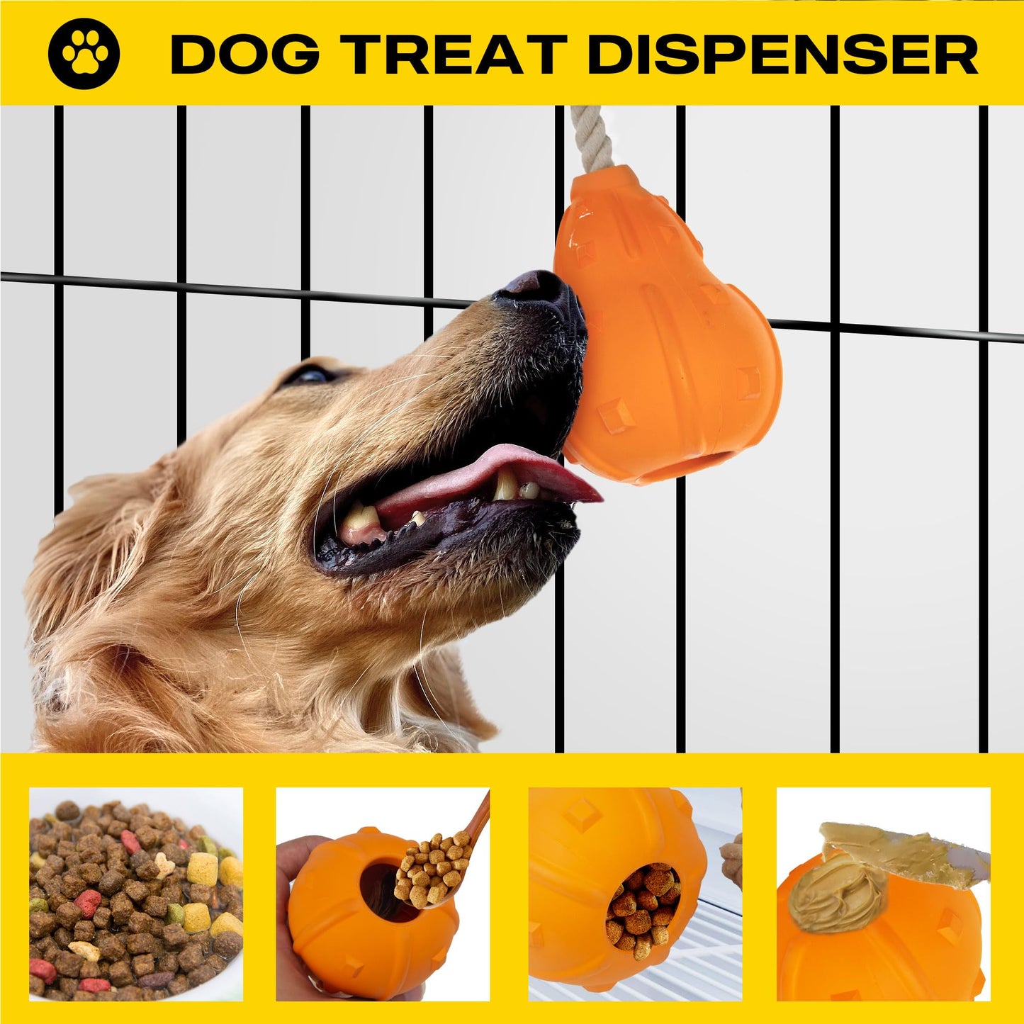Fida Treat-Dispensing Dog Chew Toys with Rope - Crate Training Aids for Puppies, Puppy Teething Toys, Interactive Fetch & Tug of War Toy for Small Medium Large Dogs