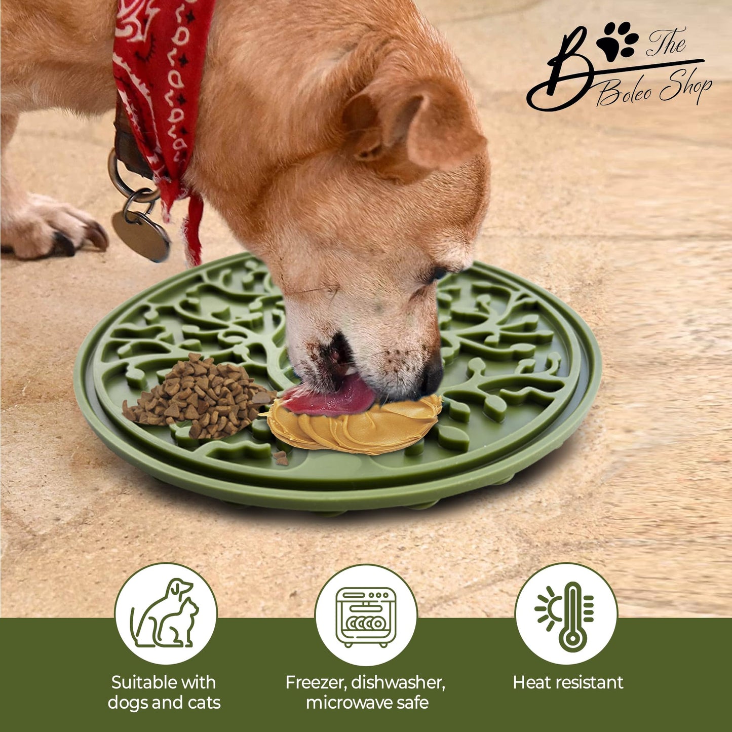 B The Boleo Shop Tree Design Lick Mat for Dogs and Cats, Slow Feeder, Anxiety Relief, Improve Grooming Session, Dog Toy to Keep Busy