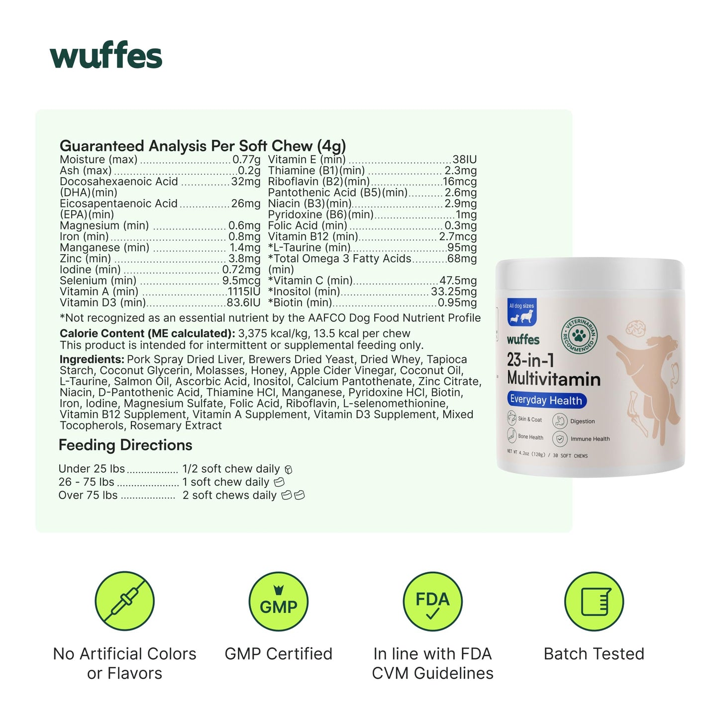 Wuffes 23-in-1 Chewable Dog Multivitamin&Supplements Bundle - Dog Multivitamin for Small&Large Breed - 2 Pack - 60 Count