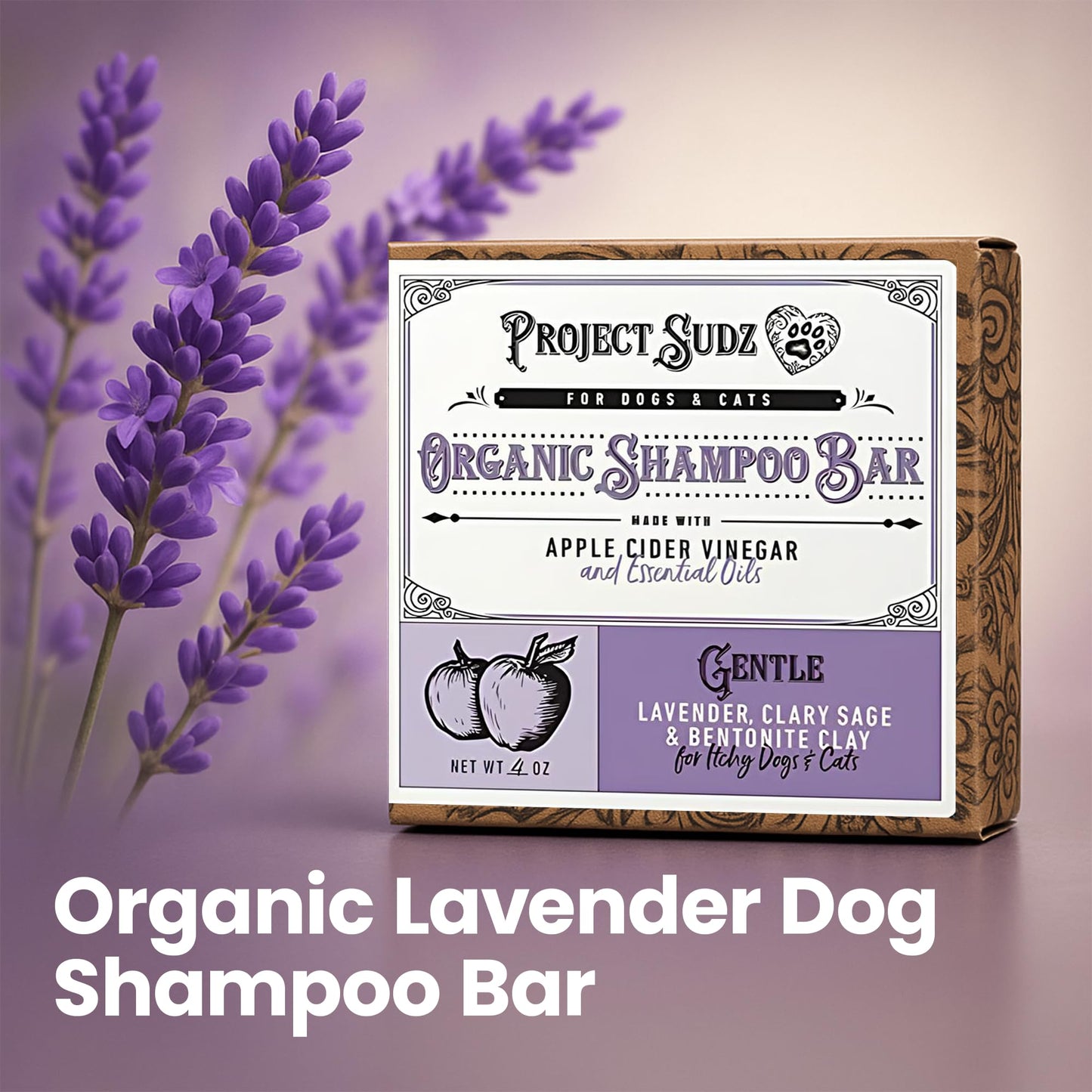 Gentle All Natural Dog Shampoo for Dry Coat for Sensitive Skin | Bar Shampoo for Dogs | Organic Dog Shampoo Sensitive Skin | Lavender (1)