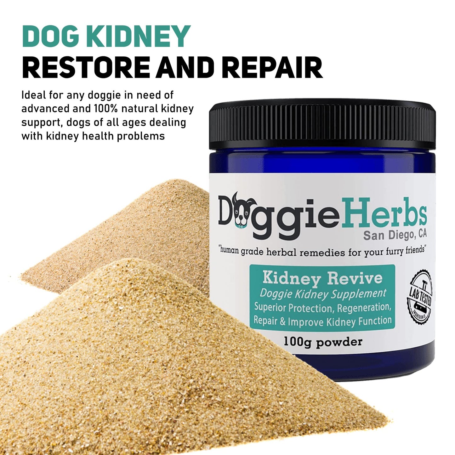 Certified Organic Kidney Revive - 100% Herbal Dog Kidney Health Healing Supplement for Acute and Chronic Ailments by Doggie Herbs