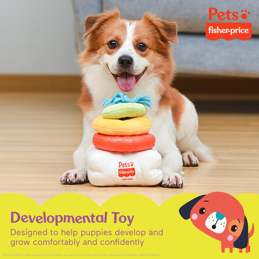 Fisher-Price for Pets Attack-A-Stack Chase & Toss Ring Stack Toy for Dogs and Puppies | Multifunctional Dog Toy for Mental Stimulation