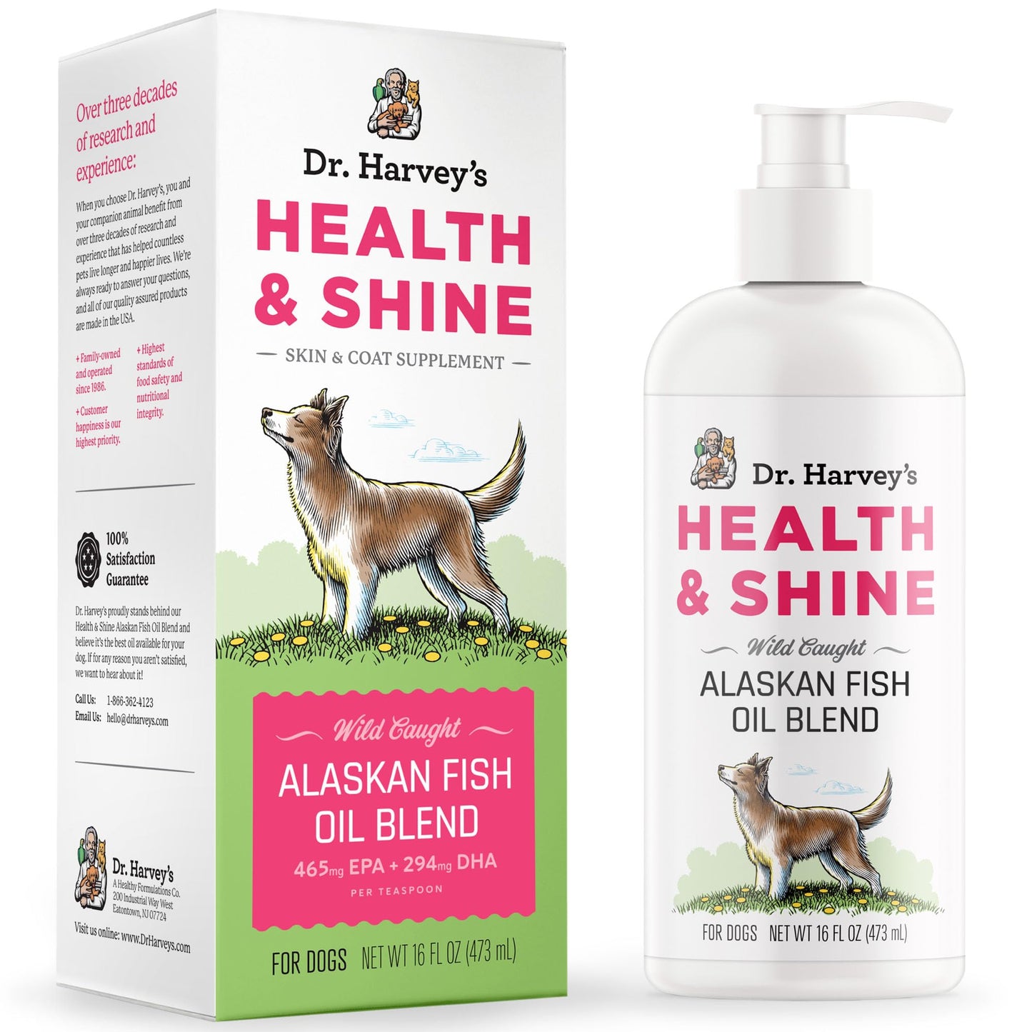 Dr. Harvey's Health & Shine Alaskan Fish Oil Blend for Dogs - Supports Healthy Heart, Brain, and Eyes (16 fl. oz.)