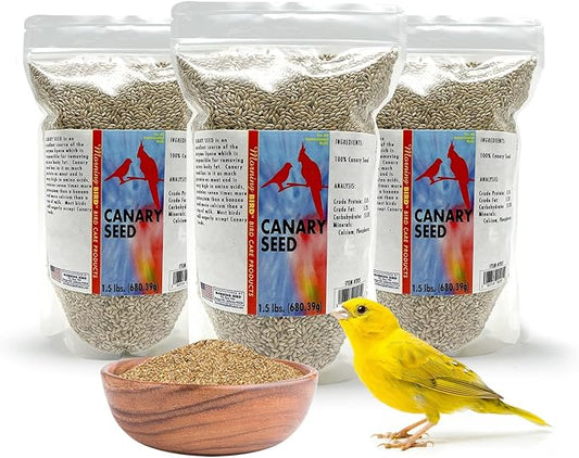 Morning Bird Canary Seed – Nutritional Rich in Vitamins and Supplements for Birds – Ideal for Healthy Feathers and Strong Bones Seed for All Birds Type 4.5 lbs (3-Pack, 1.5 lbs Each)