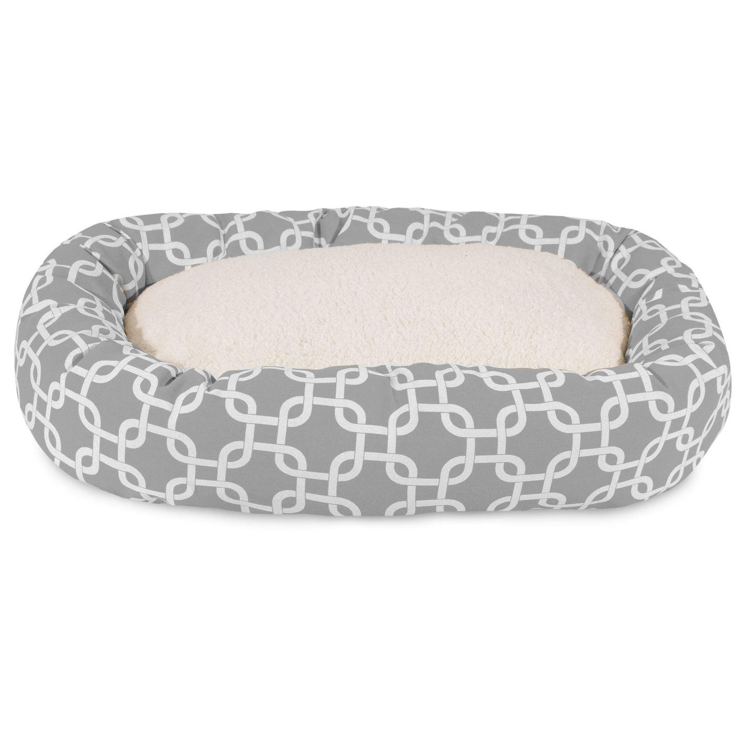 Majestic Pet 52 Inch Links Sherpa Calming Dog Bed Washable – Cozy Soft Round Dog Bed with Spine for Head Support - Fluffy Donut Dog Bed 52x35x11 (inch) – Round Pet Bed X- Large - GRAY