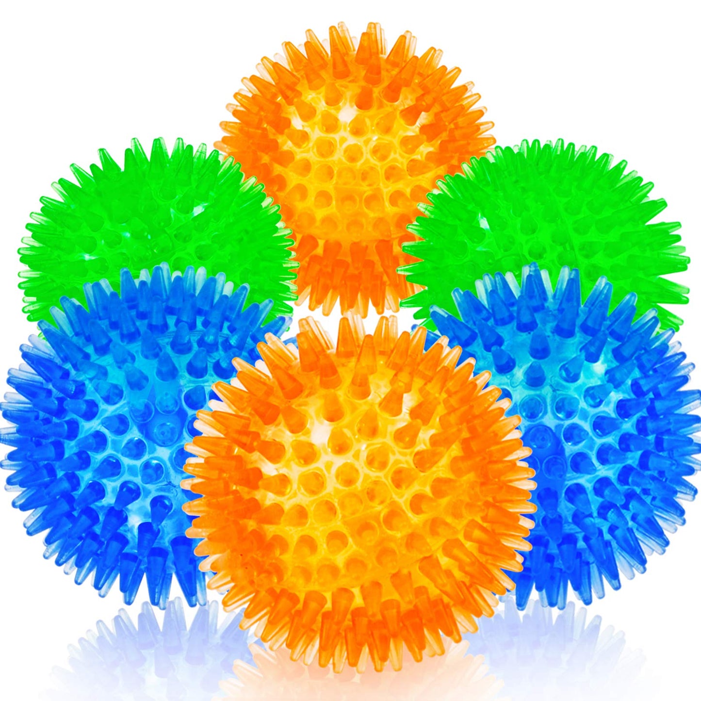 SHARLOVY Squeaky Balls for Pet Small Puppy, TPR Fetch Spike Balls for Dogs, Rubber 6 Pack Bright Colors Chew Teething Dog Toys