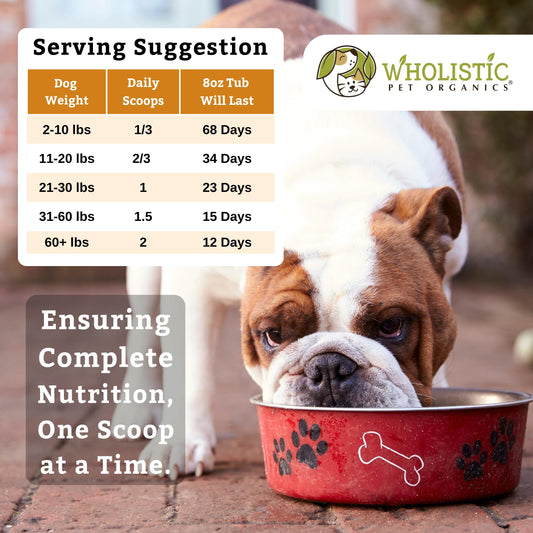 Wholistic Pet Organics Canine Complete - Dog Multivitamin Powder - 8 Oz - Daily Dog Vitamins and Supplements for Homemade Food - Immune System, Skin, Coat & Overall Health - Small and Large Breed