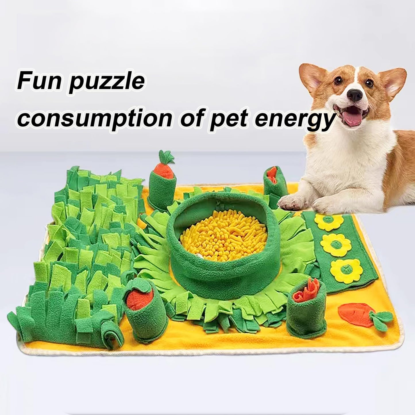 BADQIAO Pet Olfactory Feeding Pad Training Mat Dogs Cats Interactive Puzzle Toy Natural Foraging Tool Slow Feeding Snack Hiding Blanket (Spring)