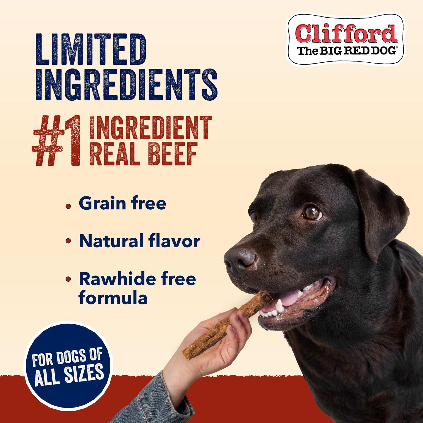 Clifford The Big Red Dog Soft Training Treats for Puppies and Dogs – Healthy, High Protein, Grain Free, Soft Puppy Treats for Small Dogs and Large – Real Crunchy Beef Sticks – 24ct