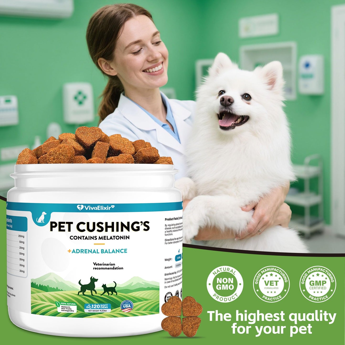 HMR Lignans & Melatonin for Dogs - Adrenal Balance Support Soft Chews - Herbal Melatonin for Dogs to Relieve Cushing's and Promote Healthy Balance - Veterinarian Recommended - 120 Chewable Tablets