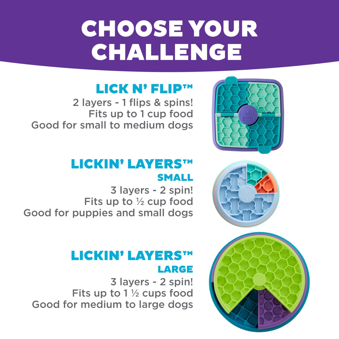 Outward Hound by Nina Ottosson Lickin’ Layers Small 3-in-1 Dog Puzzle Feeder, Lick Mat & Slow Bowl – Puppy Enrichment Toy for X-Small & Small Dogs, Dishwasher Safe, Holds 1.5 Cups of Wet or Dry Food