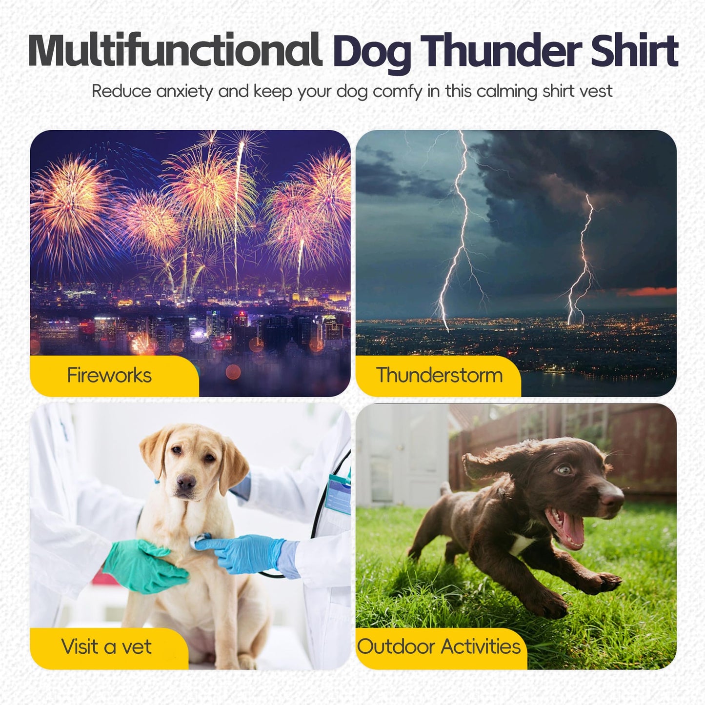 Dog Anxiety Jacket, Breathable Dog Anxiety Relief Vest Shirt, 2-in-1 Large Doggy Calming Hoodie with Ears Wrap for Thunderstorms, Fireworks, Vet Visits, Separation, Noise Protect Recovery (Blue, XL)