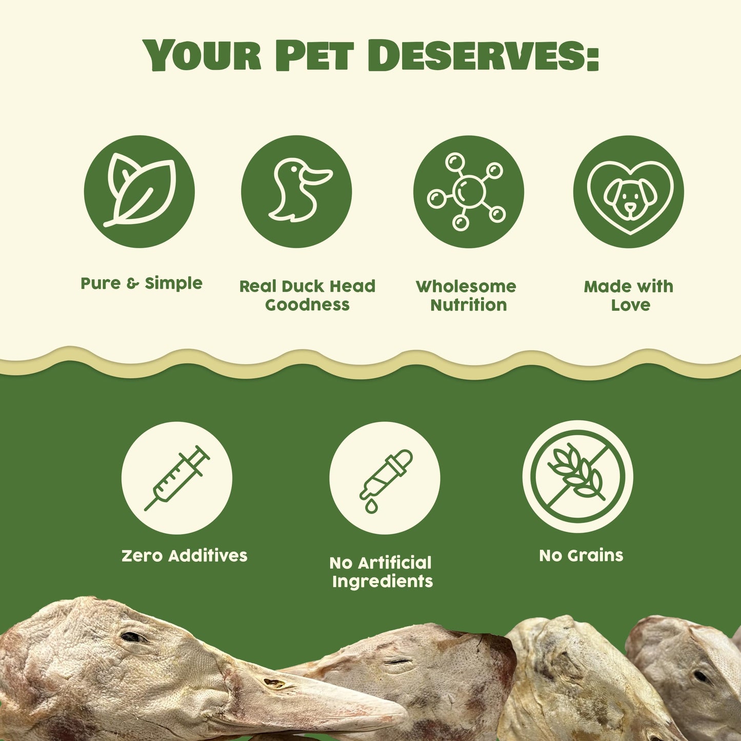 Benji & Louie Freeze Dried Duck Head - Whole Duck Head - Natural Healthy Dog Chews, Single Ingredient, 4 Count