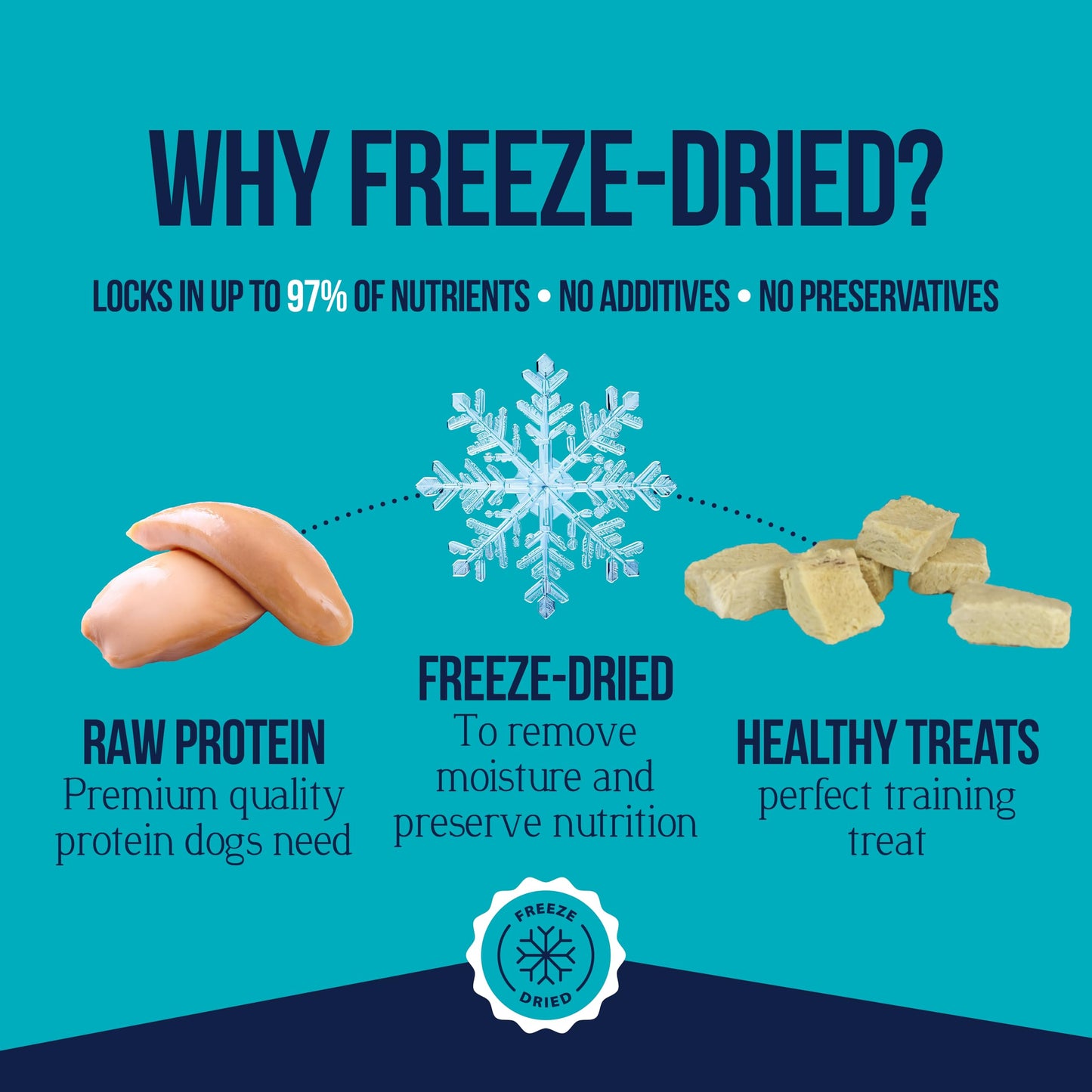 Stewart Single Ingredient Freeze Dried Raw Dog Treats, Chicken Breast, 3 Ounce, Approx. 55 Pieces per Resealable Pouch, Training Treats or Meal Topper, High Protein, Grain Free, Gluten Free