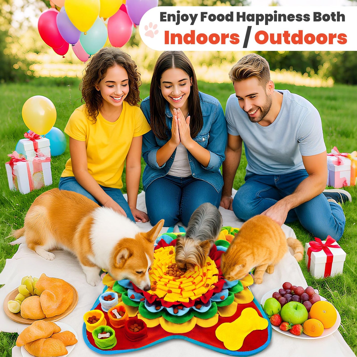 Petcare Dog Snuffle Mat and Lick Mat Set, Interactive Enrichment Dog Puzzle Toy for Puppy Small Medium Dogs Cats Rabbits, Cognitive Sniff Foraging Mats Mental Stimulation Treat Game Slow Feeder Mats