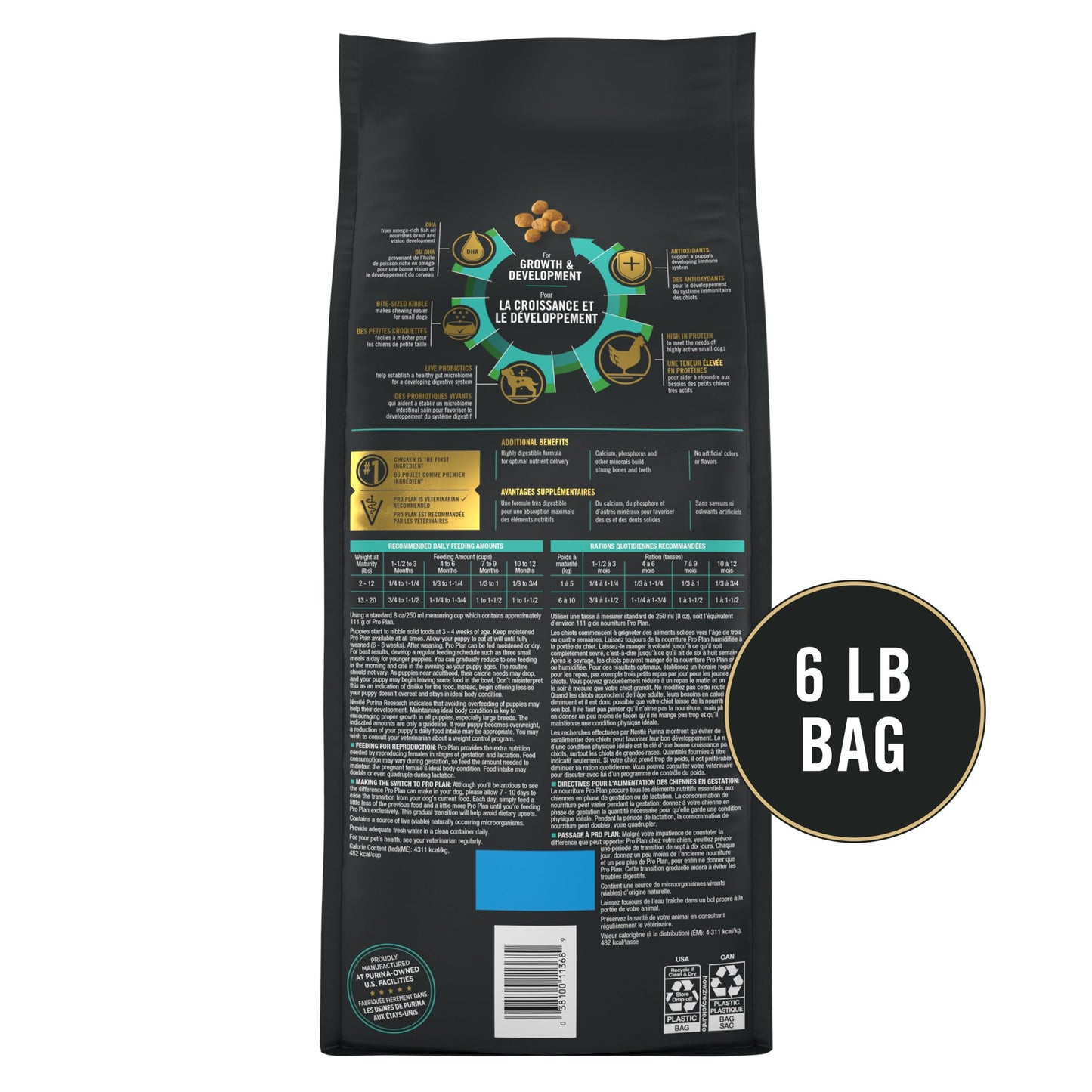 Purina Pro Plan High Protein Small Breed Puppy Food DHA Chicken & Rice Formula - 6 lb. Bag