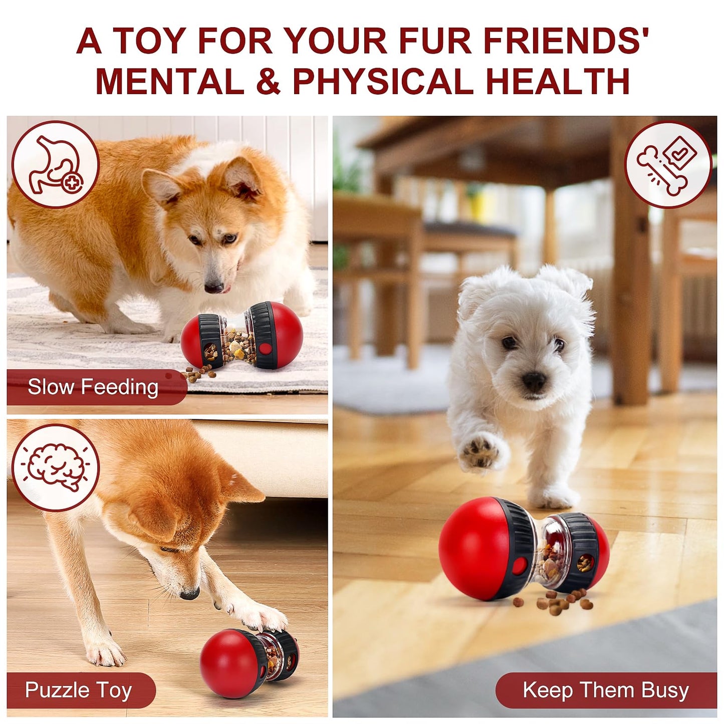 YECERCAN Dog Treat Toy, Interactive Treat Dispensing Dog Toys, Adjustable and Durable Dog Puzzle Toy for Small/Medium/Large Breed Dogs to Keep Them Busy